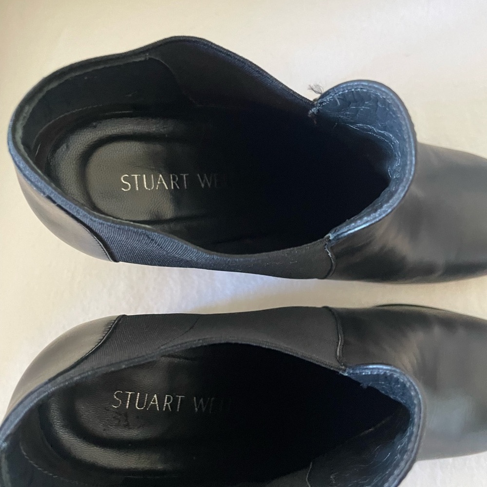 Stuart Weitzman Black Leather Ankle Booties - Picture 5 of 11